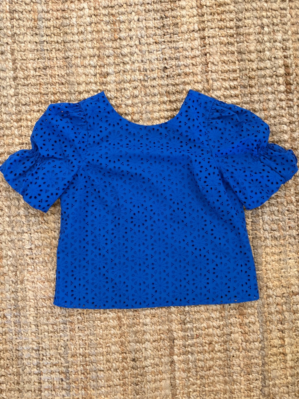 Lilly Pulitzer Royal Blue Eyelet Puff Sleeve Top Size M